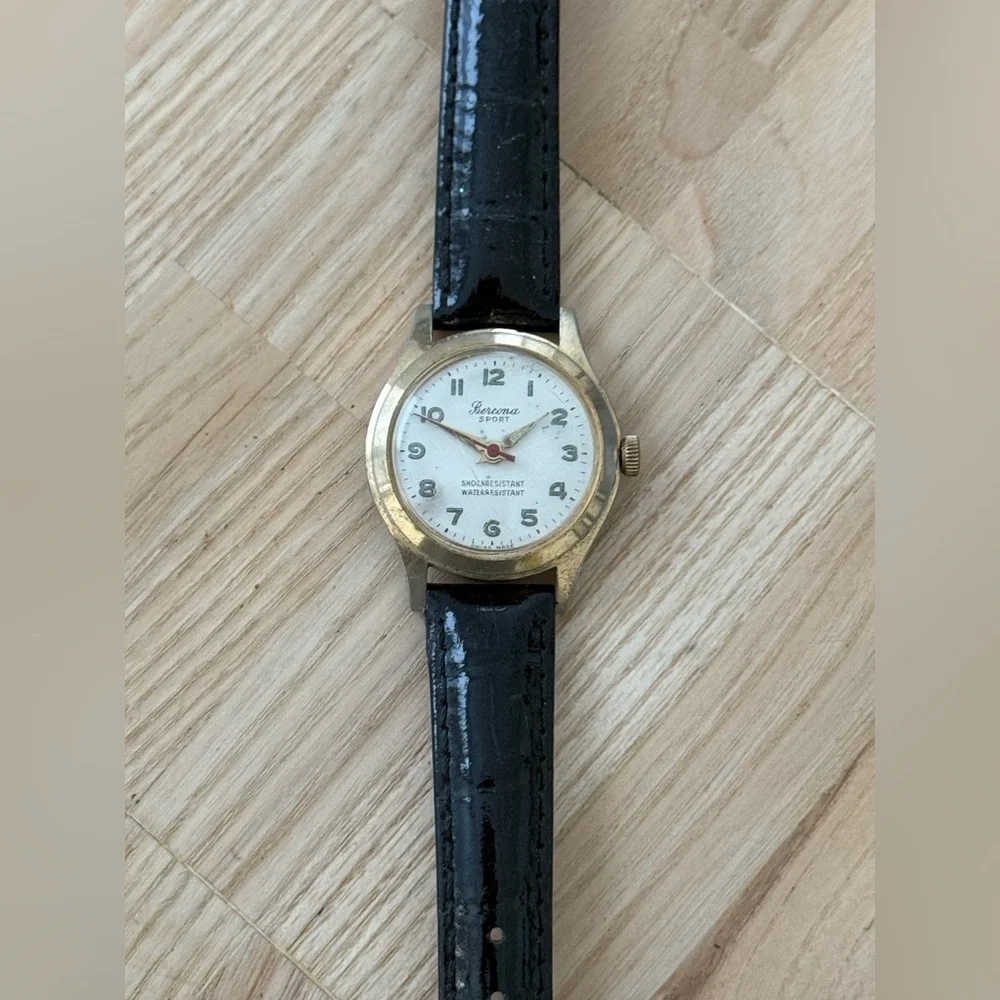 Bercona Sport by Belair Rare Vintage Mechanical Watch White Dial New Strap Works
